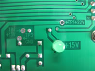 Green LED indicates +15V.